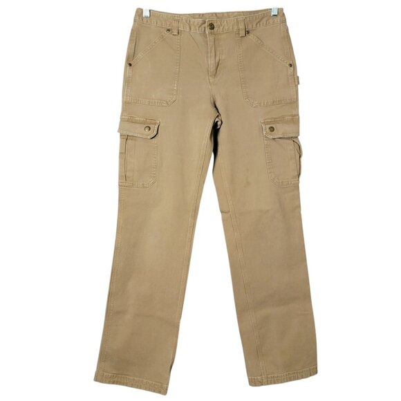 Duluth Womens Tan Curvesetter Waistband Pants 8x33 Carpenter Work Cargo Outdoor - Picture 1 of 9